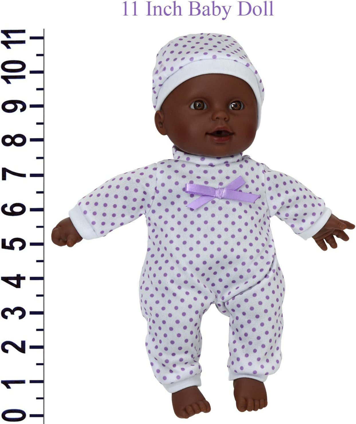 11 Inch Soft Body African American Newborn Baby Doll in Gift Box - Doll Pacifier Included