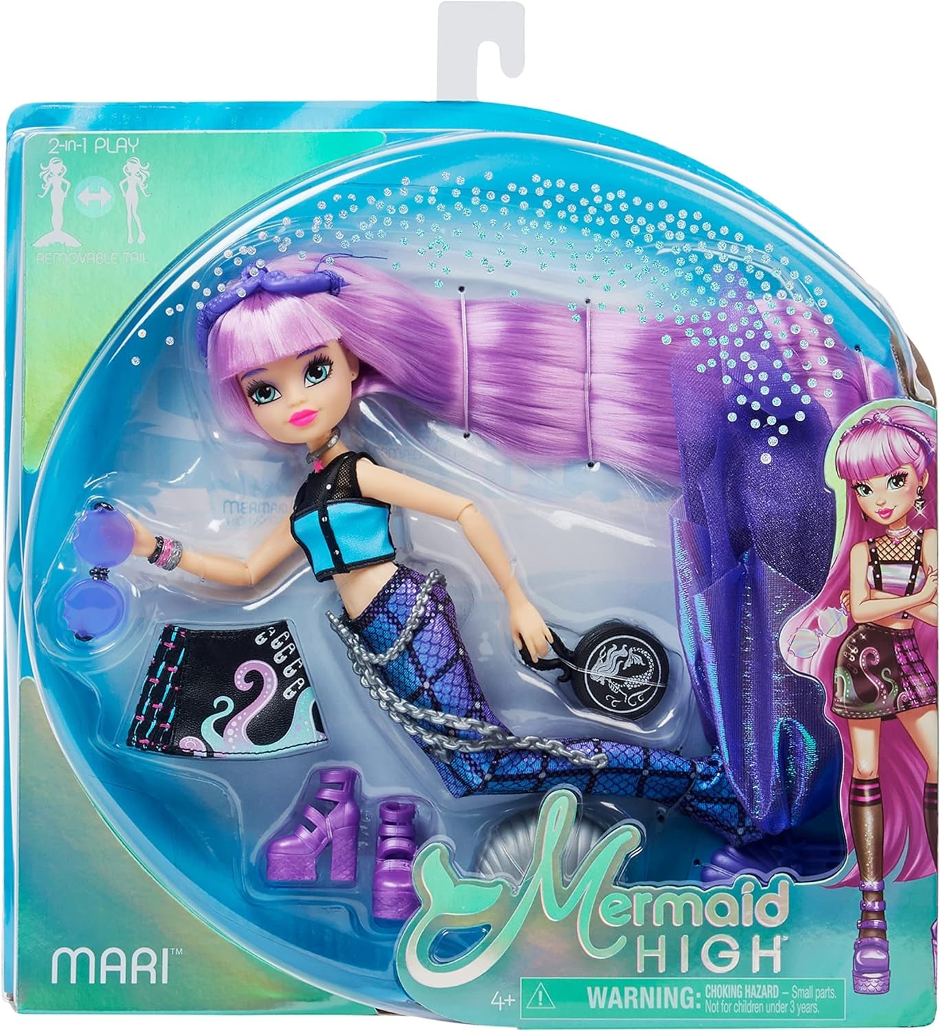 , Mari Deluxe Mermaid Doll & Accessories with Removable Tail, Doll Clothes and Fashion Accessories, Kids Toys for Girls Ages 4 and Up