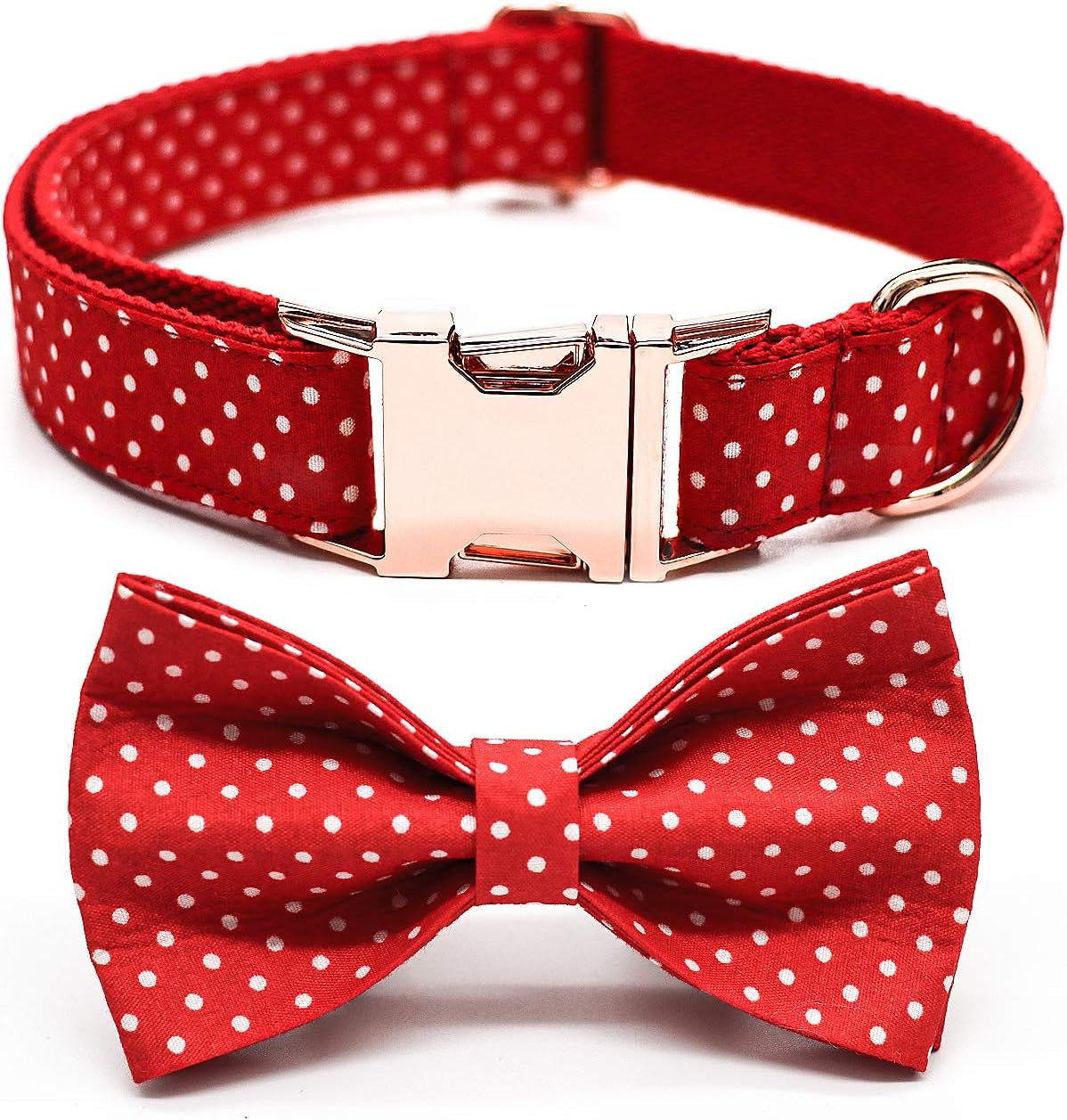 Dog Bowtie Collars Personalized Metal Buckle,Dog Collar Heavy Duty for Large/Medium/Small Size Dogs&Cats Male/Female,Waterproof (Red, L)