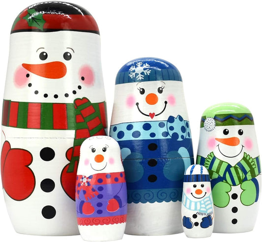 Nesting Dolls Russian Matryoshka Wood Stacking Nested Set for Kids Handmade Toys for Children Kids Christmas Birthday Decoration Halloween Wishing Gift