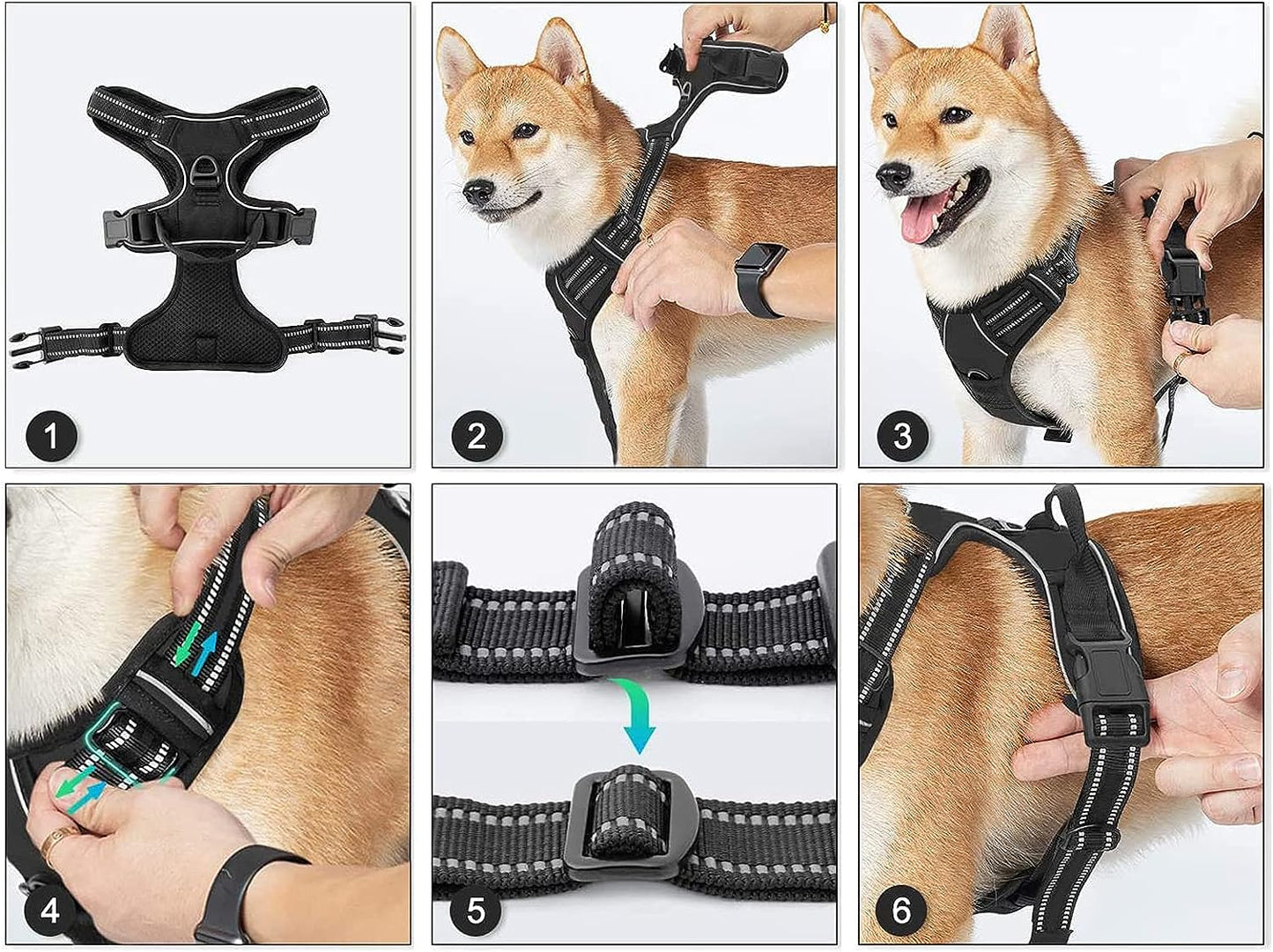 No Pull Dog Harness,  Light up Dog Harness There Are 3 Light Modes with Control Handle and Reflective Strap, Adjustable Breathable Dog Vest Suitable for Small, Medium, Large Dogs(S)