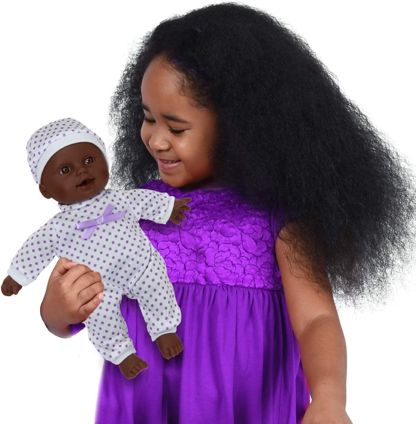 11 Inch Soft Body African American Newborn Baby Doll in Gift Box - Doll Pacifier Included