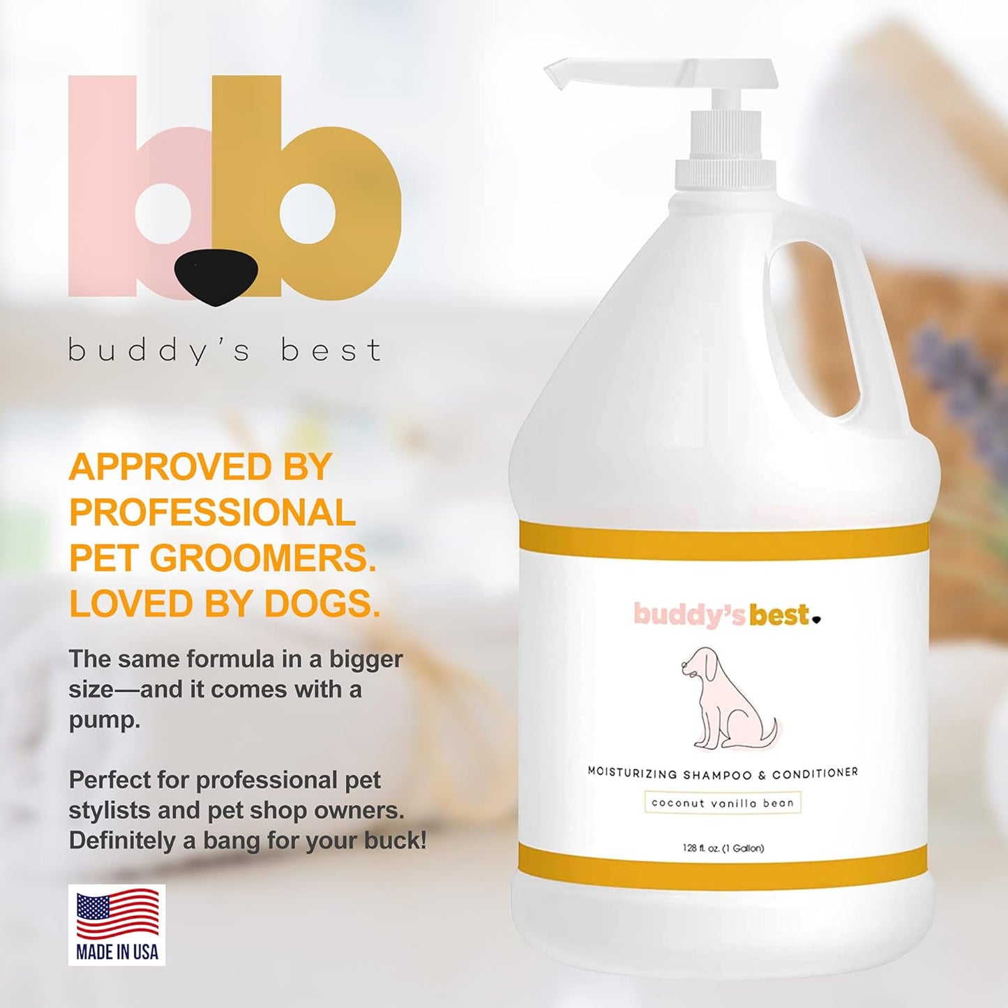 Dog Shampoo for Smelly Dogs - Skin-Friendly, Oatmeal Dog Shampoo and Conditioner for Dry and Sensitive Skin - Moisturizing Puppy Wash Shampoo, Coconut Vanilla Bean Scent, 1 Gallon