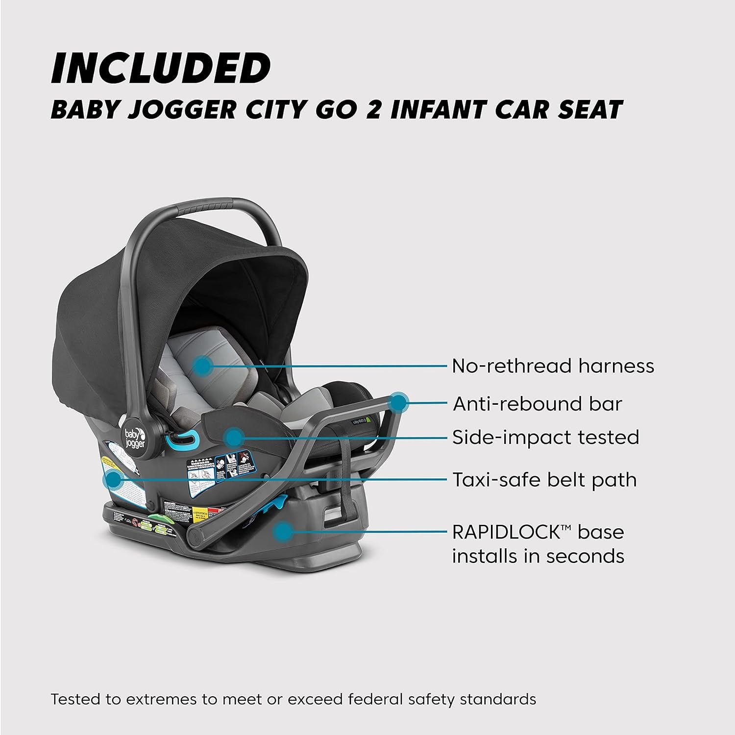 City Select 2 Single-To-Double Modular Travel System, Includes City GO 2 Infant Car Seat, Radiant Slate