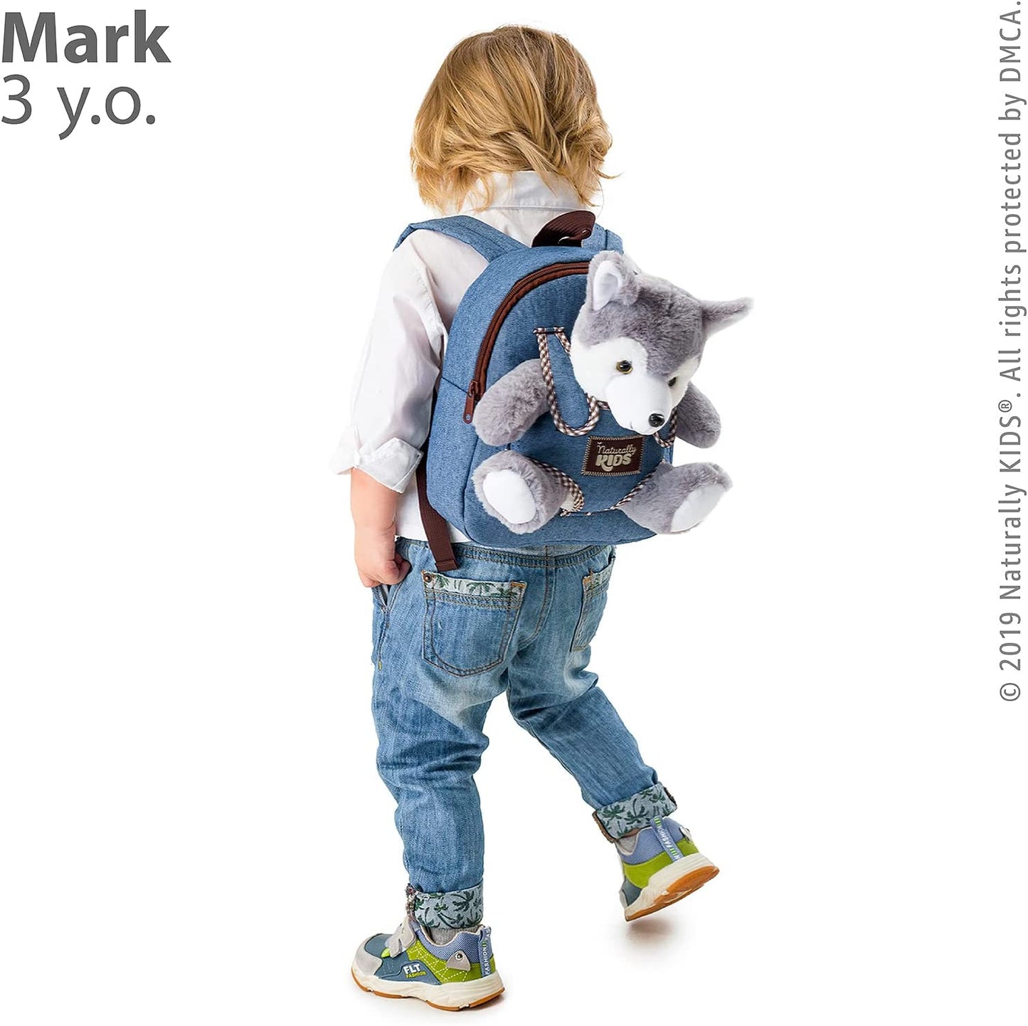 Wolf Backpack, Wolf Toys for Kids 3-5, Wolf Stuffed Animal, Toddler Husky Wolf Gifts for 2 3 4 5 Year Old Girl Boy