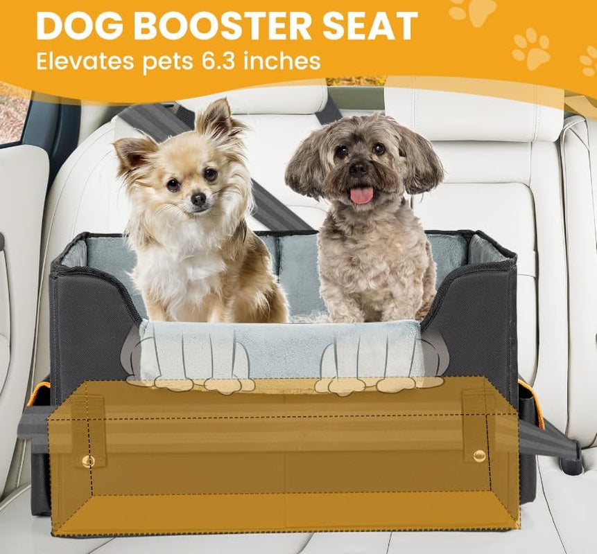 Dog Car Seat for Small Dogs, Elevated Dog Booster Seat Pet Travel Carrier Bed for Car with Adjustable Straps Pet Car Booster Seat for Small Dogs Cats