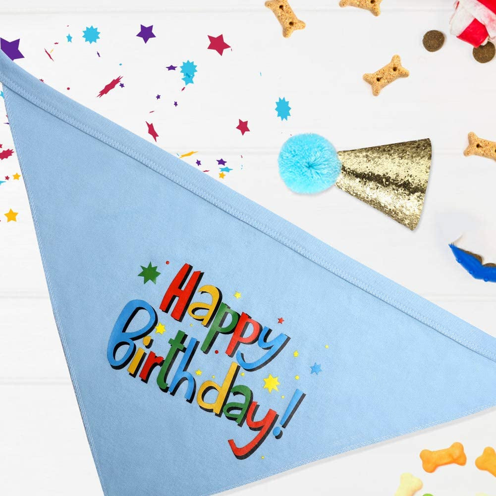 Dog Birthday Bandana Hat Scarf Party Supplies (Blue-Boy)