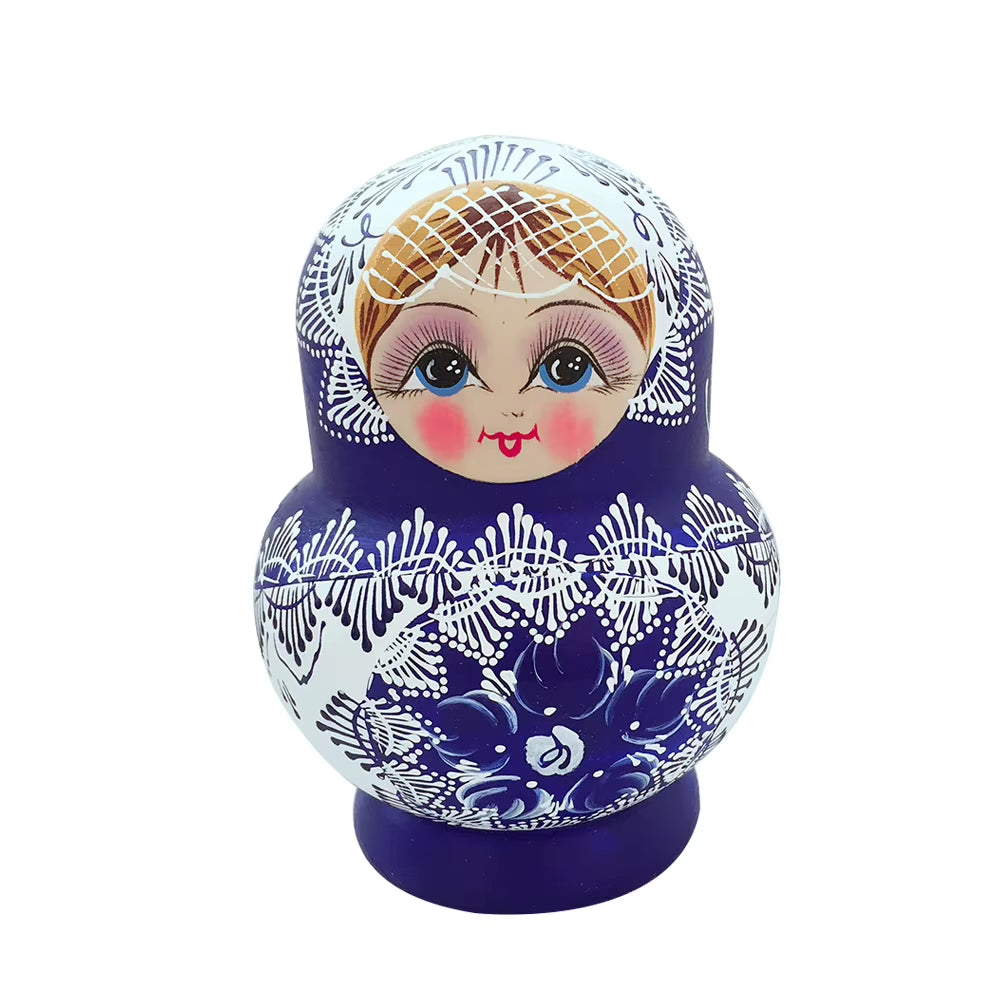 10Pcs/Set Lovely Matryoshka Wooden Dolls Nesting Babushka Russian Hand Paint for Kids Christmas Toys Gifts Dolls for Kids