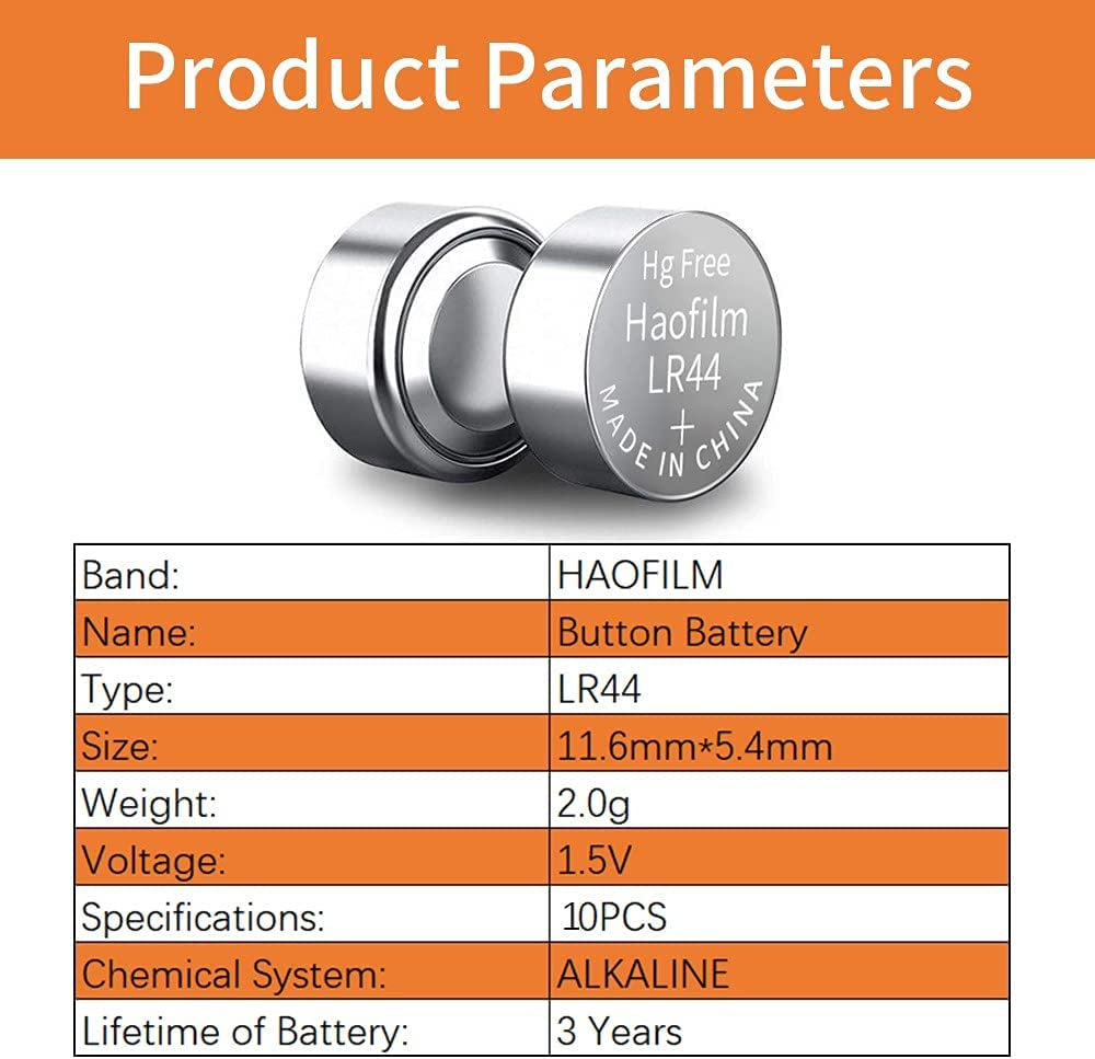 LR44 AG13 357 303 SR44 Alkaline Batteries, 1.5V round Coin Cell Batteries (Pack of 10)